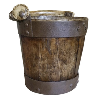 Well Bucket Waste Basket with Replica Antler Handle
